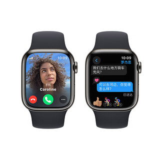 Apple 苹果 Watch Series 9 智能手表 GPS+蜂窝网络款 41mm 石墨色不锈钢表壳 午夜色橡胶表带 S/M