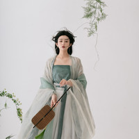 青衫吟原创汉服 宋制对襟大袖长衫一片式齐腰裙日常清