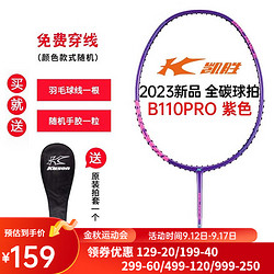 KASON 凯胜 2023新品B110 PRO羽毛球拍单拍均衡4U全碳素碳纤维攻防兼备耐打 （可定制磅数）紫色