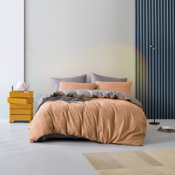 lovo乐蜗家纺时印咖色磨毛四件套15米床被套200x230cm