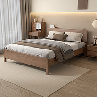 掘素 实木床简约现代1.8主卧双人床北欧高脚床原木小户型1.5次卧床