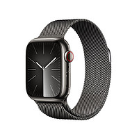 Apple Watch Series 9 智能手表GPS + 蜂窝款41毫米石墨色不锈钢表壳石墨色米兰尼斯表带 电话手表MRM53CH/A