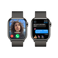 Apple 苹果 Watch Series 9 智能手表GPS + 蜂窝款41毫米石墨色不锈钢表壳石墨色米兰尼斯表带 电话手表MRM53CH/A