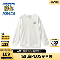 PLUS会员：SKECHERS 斯凯奇 儿童上衣春款保暖男女童加绒针织套头卫衣 L422K068