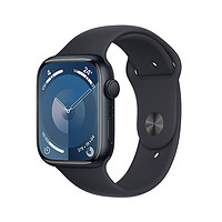 PLUS会员：Apple 苹果 Watch Series 9 智能手表 GPS款 45mm 午夜色 橡胶表带 S/M