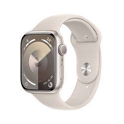 Apple 蘋果 Watch Series 9 智能手表 GPS款 45mm 星光色 橡膠表帶 S/M