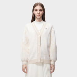 FILA 斐乐 女装运动时尚学院风外套女流行淑女百搭宽松编织外套