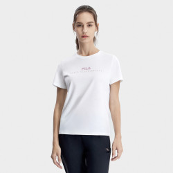 FILA 斐乐 女装舒适女式运动T恤女时尚百搭简约柔软基础针织短袖衫