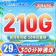 中国电信 珊瑚卡 29元月租（210G国内流量+300分钟通话）20年优惠期