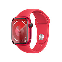 百亿补贴：Apple 苹果 Watch Series 9 智能手表 GPS+蜂窝网络款 41mm 红色铝金属表壳 红色橡胶表带 S/M