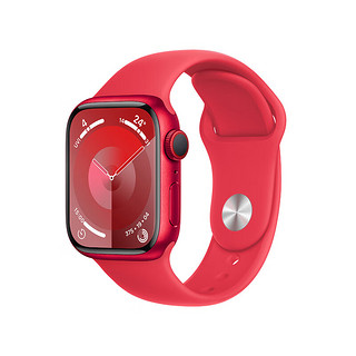 Apple 苹果 Watch Series 9 智能手表 GPS+蜂窝网络款 41mm 红色铝金属表壳 红色橡胶表带 M/L