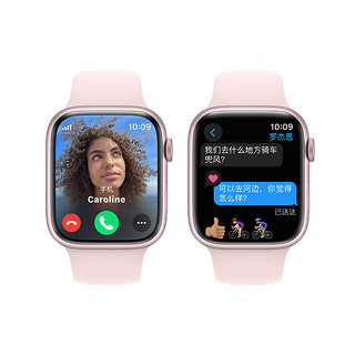 Apple 苹果 Watch Series 9 智能手表 GPS+蜂窝网络款 45mm 粉色铝金属表壳 粉色橡胶表带 M/L MRPD3CH/A