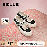 BeLLE 百丽 厚底帆布鞋女2023秋季新款女鞋面包鞋商场玛丽珍鞋Z7M1DCQ3