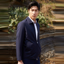 88vipyoungor雅戈尔夹克秋季男士商务休闲翻领短款轻薄藏青外套1934