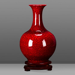 收藏天下 景德镇陶瓷器花瓶摆件窑变颜色釉中国红赏瓶新中式客厅电视柜装饰