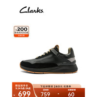 Clarks 其乐 男鞋男士跑鞋潮流百搭牛皮运动鞋舒适耐磨休闲鞋鞋子 黑色 261677397