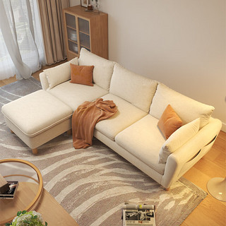 EON LIVING 宜奥家居 沙发客厅小户型现代简约直排沙发北欧布艺奶油风小沙发 1.8米三人位