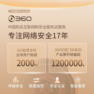 360 可视门铃门口楼道监控家用智能摄像头无线wifi免打孔电子猫眼