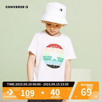 Converse 匡威儿童装男童t恤短袖夏季小学生圆领休闲纯棉渐变星标T恤 纯白色 140(S)