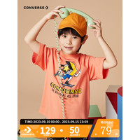 Converse 匡威儿童装男童t恤夏季套头短袖上衣时尚星箭标卡通印花小学生透气半袖T恤潮牌衣服 珊瑚色 120/60