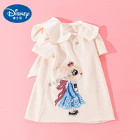 迪士尼(Disney)女童夏装polo连衣裙2023儿童女宝宝夏季时髦短袖夏天女孩衣服 米色 90cm