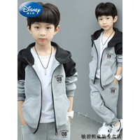 迪士尼(Disney)童装男童秋装套装儿童衣服男孩春秋季外套裤子两件套小学生运动装 08字母灰色 130尺码7~8岁