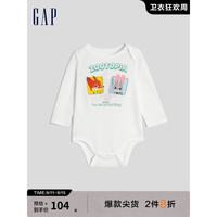 Gap新生婴儿秋季2023连体衣769892儿童装爬服 白色 90cm(18-24月)