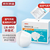 京东京造 医用防护口罩/LN-N95型 30片 独立包装 防雾霾花粉PM2.5粉尘 防脱妆