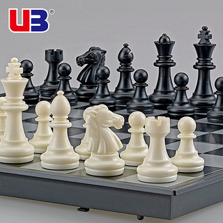 UB 友邦 国际象棋黑白色磁性可折叠便携成人儿童学生培训教学用棋 3810B-C(中号)