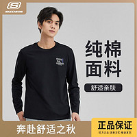 SKECHERS 斯凯奇 长袖四季运动纯棉T恤衫打底舒适百搭简约上衣男L123M030