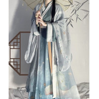 DIANXIANG 点像 白泽汉服女魏晋制齐腰交领一片式穿孔襦裙中国风日常春秋 大袖衫+内交领+下裙4.5米 M