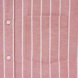 优衣库 男装 麻棉条纹衬衫(男士短袖休闲外套衬衣) 457775 UNIQLO