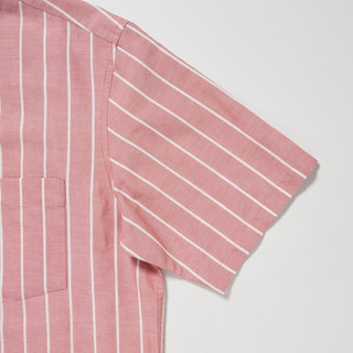 优衣库 男装 麻棉条纹衬衫(男士短袖休闲外套衬衣) 457775 UNIQLO