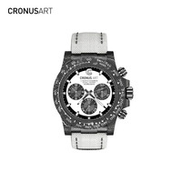 CRONUSART 克洛斯碳纤维系列男士男款机械手表全自动镂空潮流时尚名牌腕表 黑色大三眼