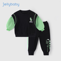 JELLYBABY2023秋季儿童男童套装卫衣套装帅气 黑色 100