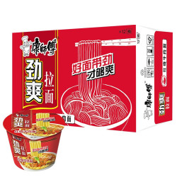 康师傅 方便面 泡面桶面 红烧牛肉面家庭装休闲零食品夜宵 劲爽红烧牛肉面*12桶