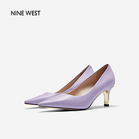 NINE WEST 玖熙 NineWest/玖熙2022年春季尖头浅口细跟高跟鞋女通勤职业牛皮单鞋