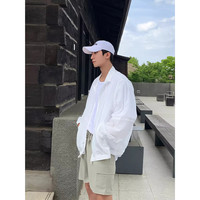 百搭男女同款白色防晒衣男生夏季轻薄速干透气美式潮牌翻领外套