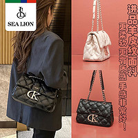 SEALION 高级感大容量腋下包包女2023新款菱格链条包单肩斜挎大包