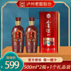 泸州老窖 泸州(luzhou)金泸州白酒礼盒商务500ml*2瓶42度