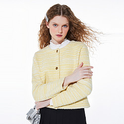 LIME FLARE 莱茵福莱尔 朗姿旗下嫩黄色可爱小香风短外套优雅独特秋季精致修身高级