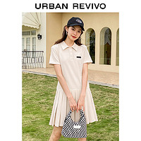 URBAN REVIVO UR女装气质百褶紧身polo短袖连衣裙WV16R7BN2000