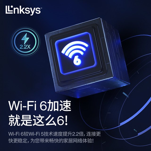 LINKSYS 领势 全屋无线WiFi6覆盖路由器 E9450分布式MESH路由 AX5400M三核5G芯片千兆路由器