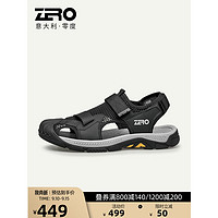 ZERO 零度Zero凉鞋男新品户外休闲沙滩鞋软底舒适魔术贴可调节男士包头拖鞋 黑色 40