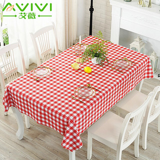 PLUS会员：AVIVI 艾薇 桌布防水防油餐桌布pvc茶几布台布新年餐垫桌垫红格子135*180cm