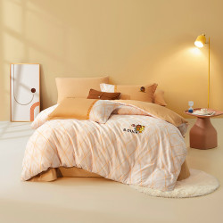 lovo乐蜗家纺罗莱生活乐蜗小黄鸭磨毛全棉床上四件套