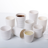 YANG GE ART OF TABLEWARE 扬格美耐皿 白色密胺杯子火锅店口杯饭店餐厅酒店茶杯 仿瓷饮料杯果汁杯 BC200螺纹杯 7.1*9cm 45个装