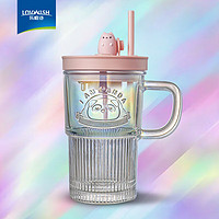 LOVWISH 乐唯诗 NERVISHI)玻璃杯熊猫浮雕带把玻璃水杯果汁杯咖啡杯啤酒杯 熊猫温显搅拌杯