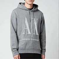 Armani Exchange 男士超大字母AX 徽标连帽衫 - 灰色