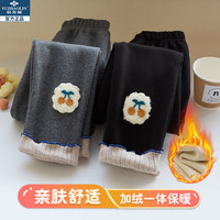 女童打底裤秋冬款加绒加厚外穿冬装黑色春秋季九分中小童儿童裤子